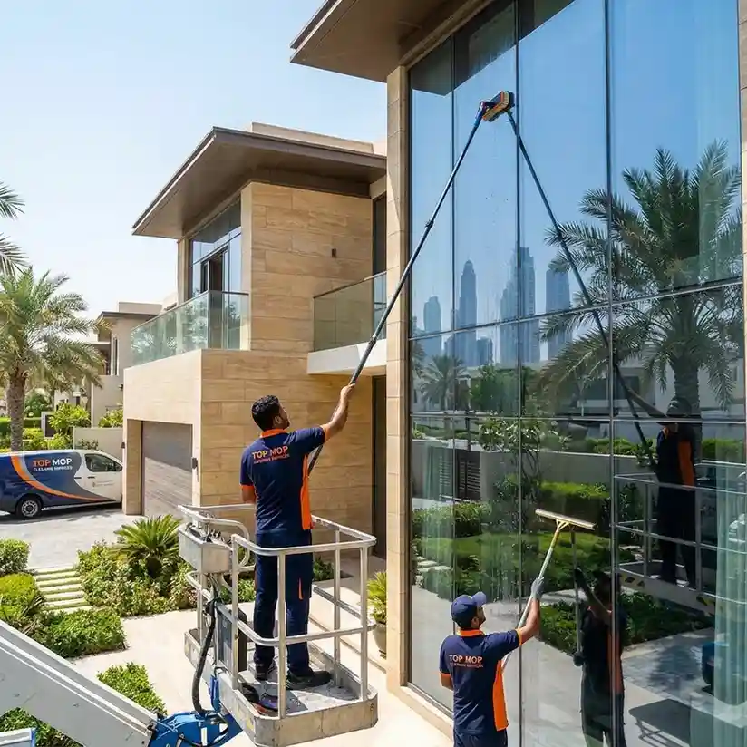 Top Mop Cleaning Services technician cleaning AC ducts to improve indoor air quality in Dubai