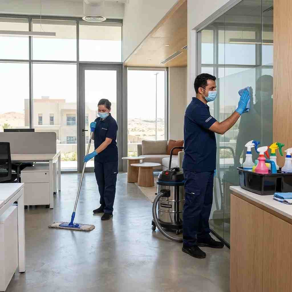 Professional cleaning team providing residential and commercial cleaning in Mussafah