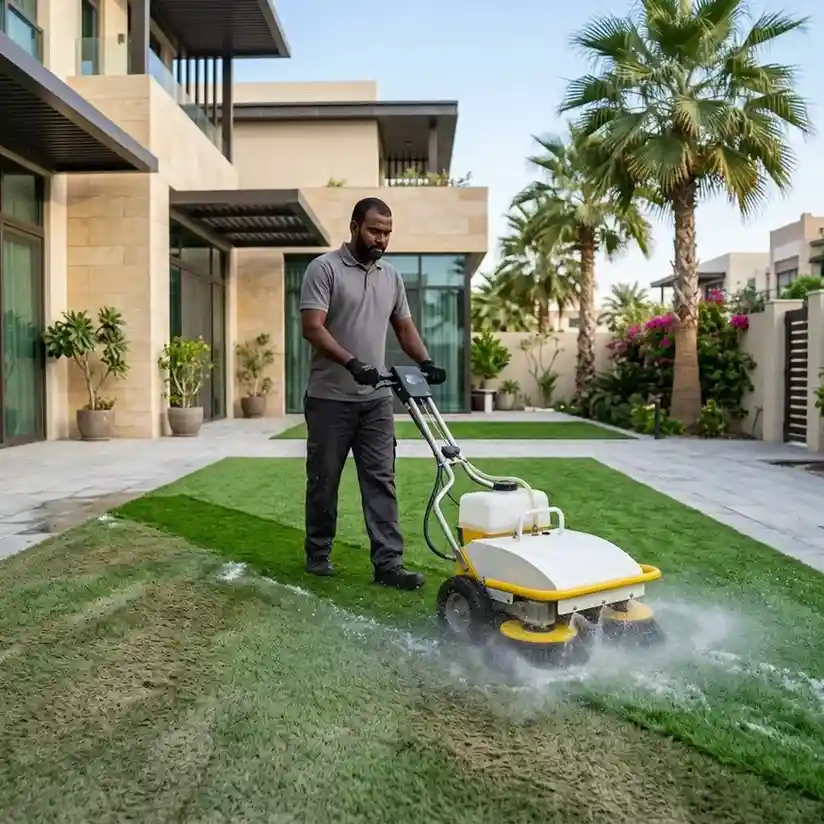 Artificial grass cleaning services in Dubai for residential properties