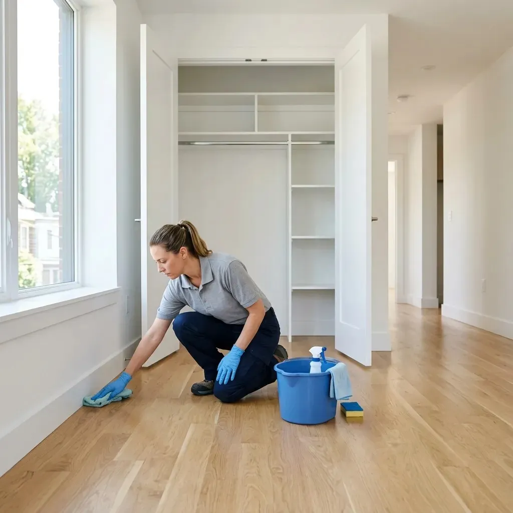 Professional deep cleaning and move-out cleaning service in Ras Al Khaimah preparing an empty apartment for handover.